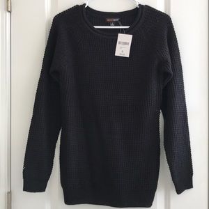 Black knit longish sweater